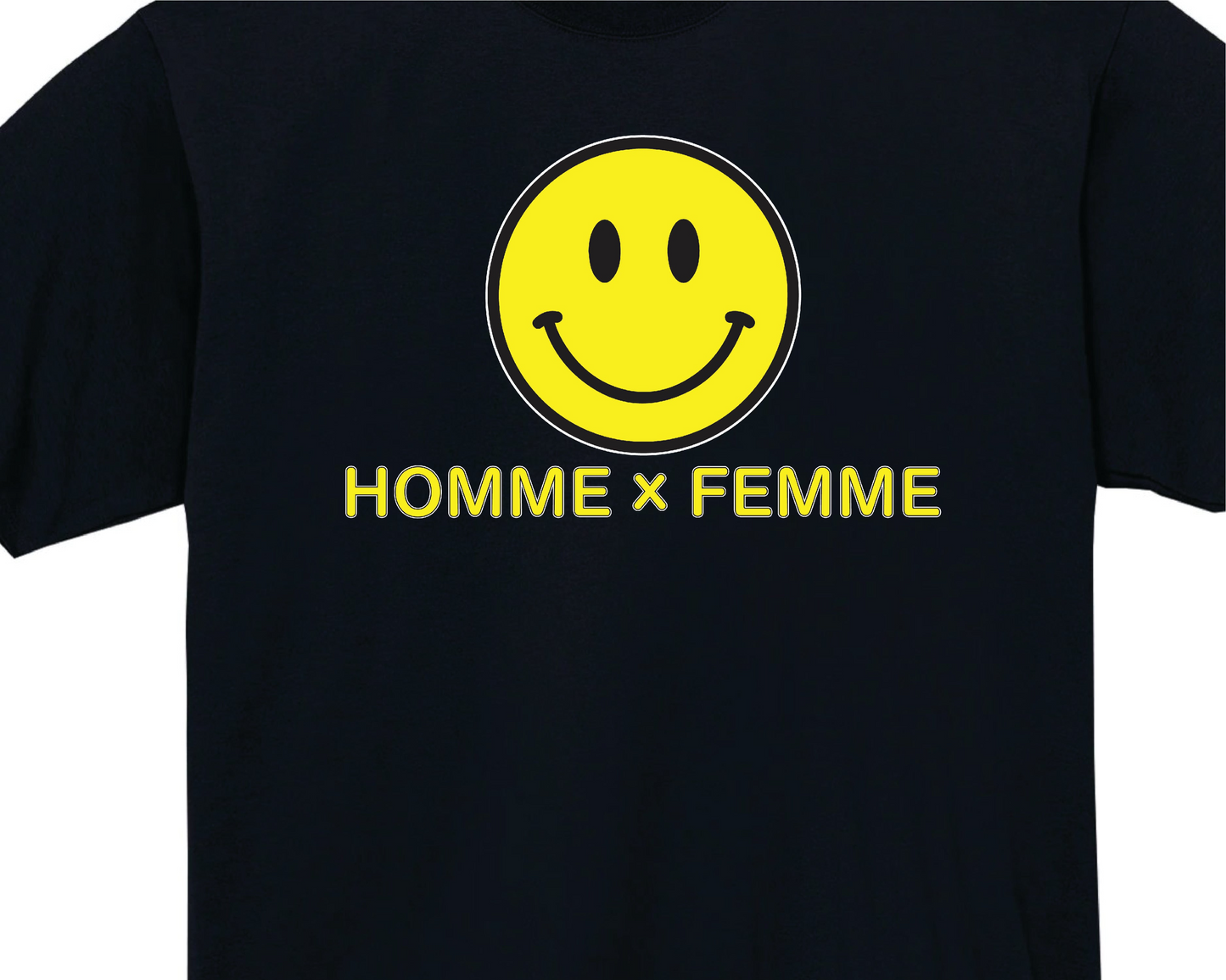 HOMME x FEMME SMILEY BLACK T-SHIRT