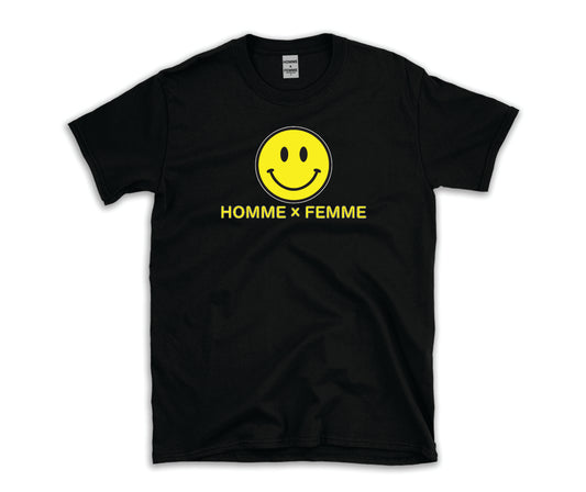 HOMME x FEMME SMILEY BLACK T-SHIRT