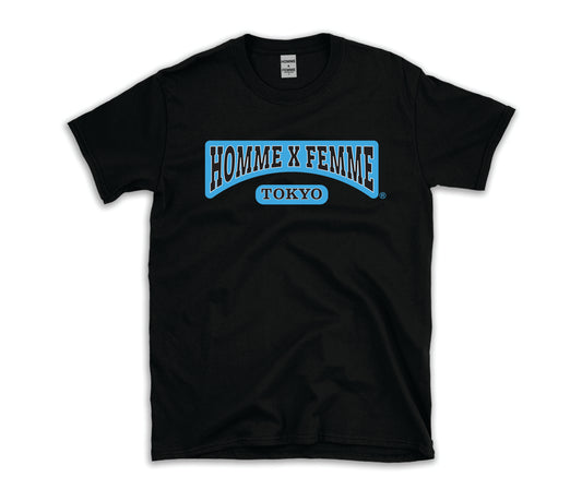 HOMME x FEMME BLUE BLACK VARSITY T-SHIRT
