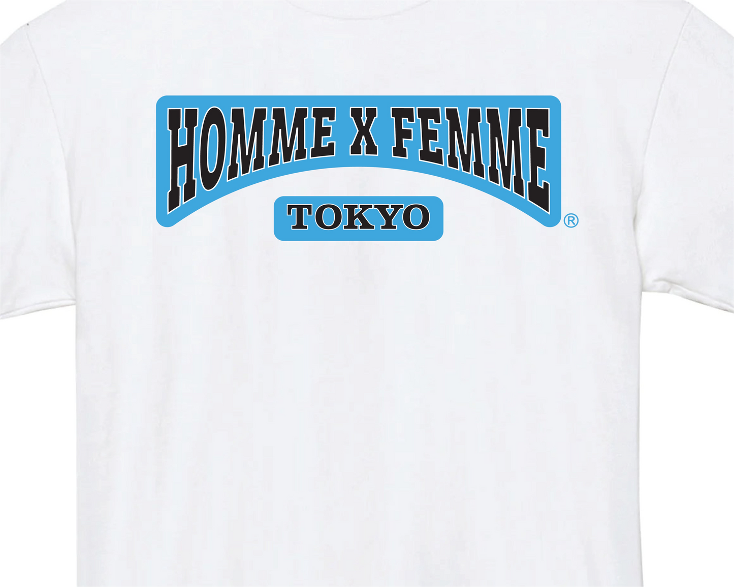 HOMME x FEMME BLUE WHITE VARSITY T-SHIRT