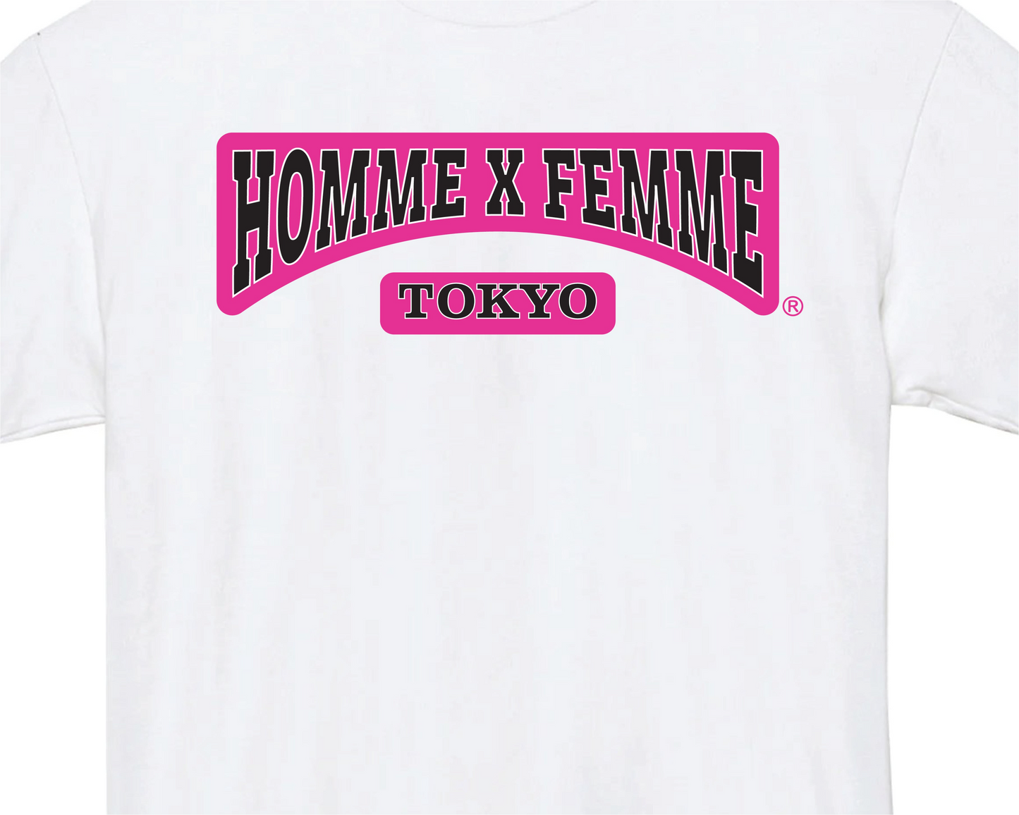 HOMME x FEMME PINK WHITE VARSITY T-SHIRT